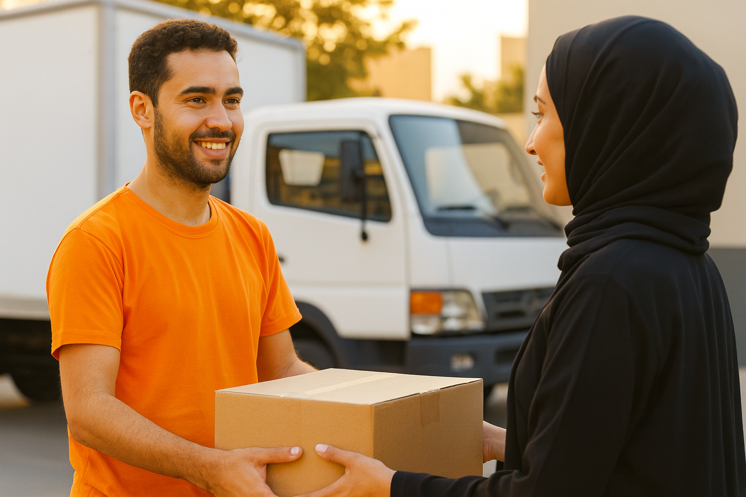Courier delivering a package
